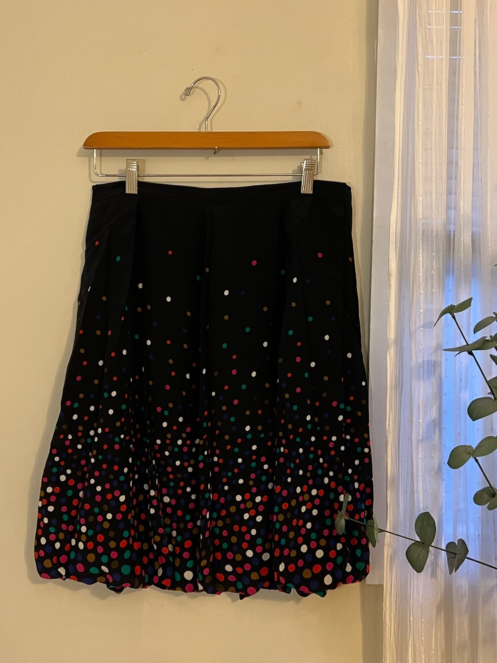 Black A-Line Skirt with Multicolor Polka Dots
